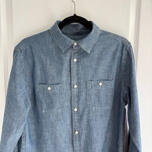 NWT Goodfellow Standard Button Down Long Sleeve Denim Blue Shirt Size S